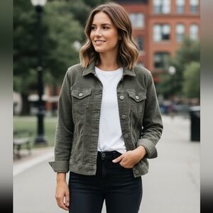 Women's Olive Green Denim Jacket